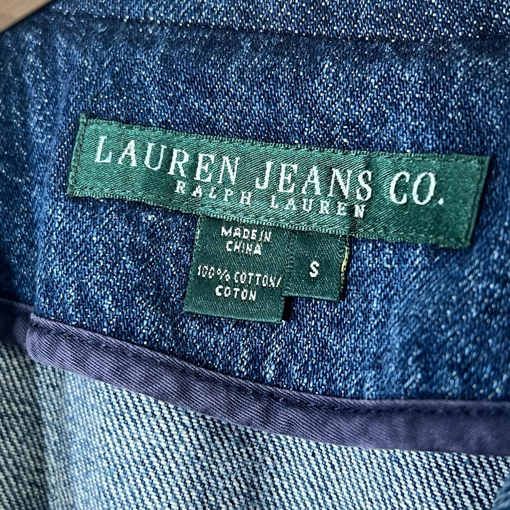 Vintage Ralph Lauren Denim Blazer Pearl Shell Buttons 90s Y2K Old Money S - Picture 11 of 14